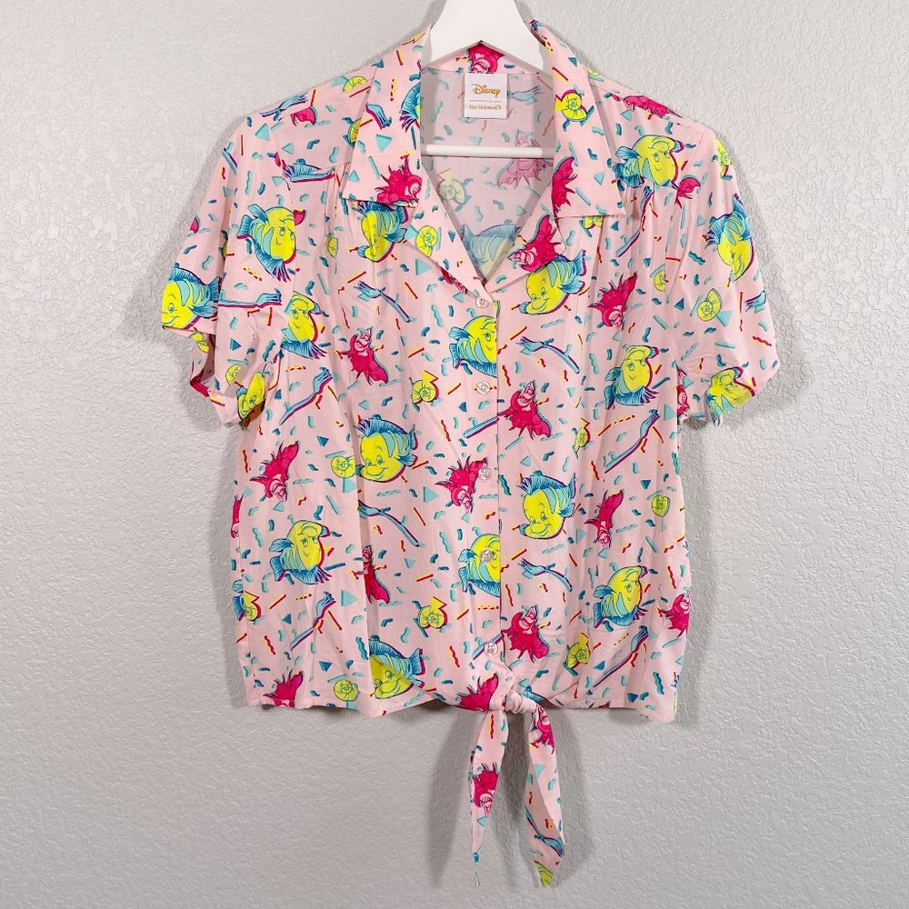 Disney Tie Front Little Mermaid Theme Top EUC